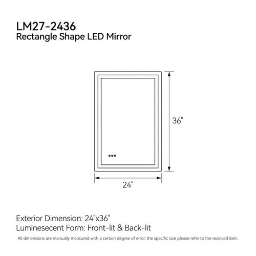 LuneluX_Home – Lumière LED Mirror (24" x 36")